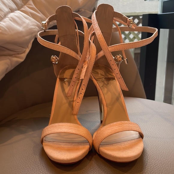 Tie Bow Lace Marciano Heels Peep Toe Sandals Strappy Tie - Picture 3 of 12